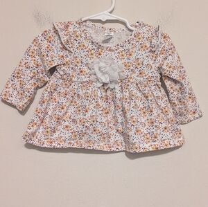 Baby essentials Floral Baby Top with White Flower Accent size 12 months